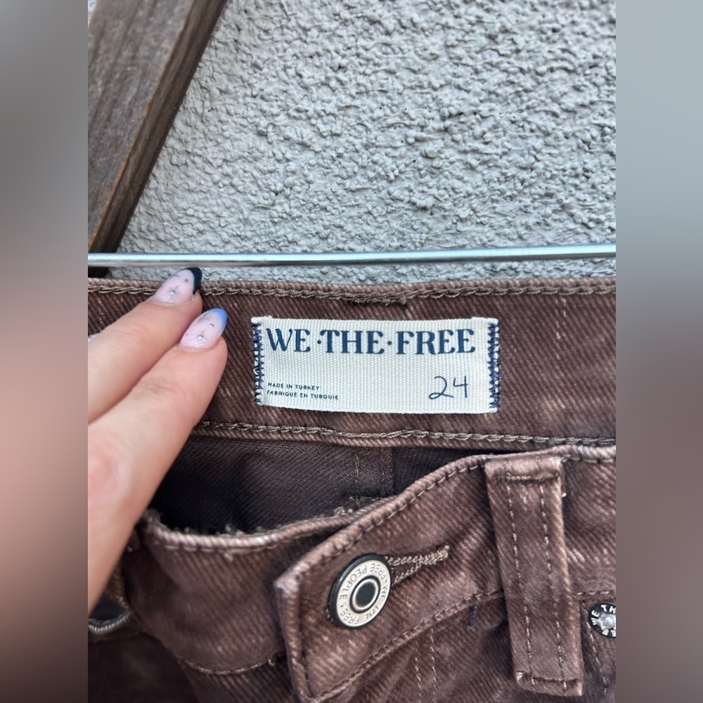 We The Free Tinsley Baggy High-Rise Flocked Jeans - Otter New with Tags! - Picture 4 of 10
